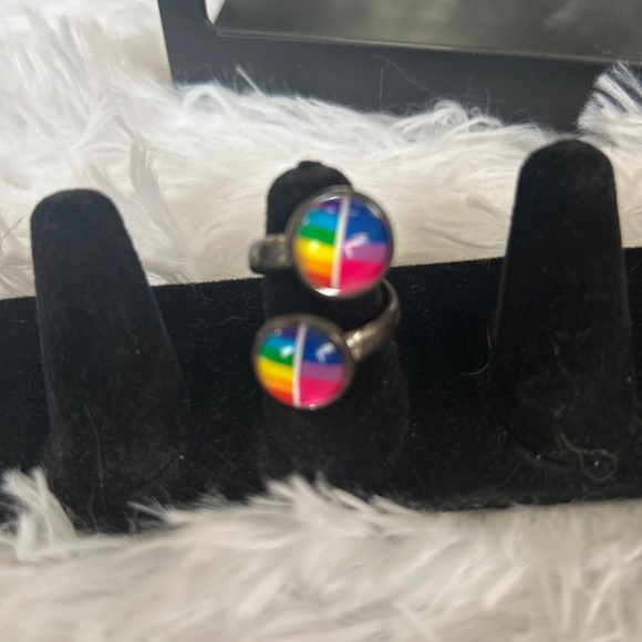 Rainbow earrings and ring set - Picture 2 of 3